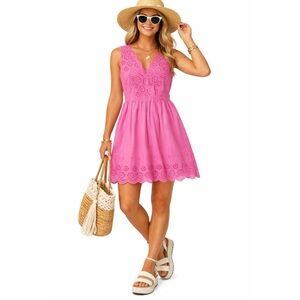 J. Crew Pink fit and flare Eyelet Dress size 6